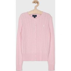Polo Ralph Lauren - Kardigan dziecięcy 128-176 cm. Różowe swetry dziewczęce z bawełny, polo. W wyprzedaży za 219,90 zł.