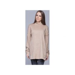Sweterek oversize beżowy H009. Brązowe swetry damskie Harmony, bez wzorów, bez rękawów, bez kaptura. Za 99,00 zł.