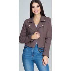 Mocca Krótka Elegancka Kurtka z Suwakami. Szare kurtki damskie Molly.pl, na jesień, s, bez wzorów, eleganckie, krótkie. Za 199,90 zł.