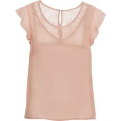 Top szyfonowy, prześwitujący bonprix pudrowy beż. Pomarańczowe topy damskie marki bonprix, z szyfonu. Za 44,99 zł.