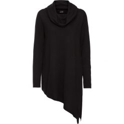 Sweter z dłuższym bokiem bonprix czarny. Czarne golfy damskie bonprix. Za 89,99 zł.