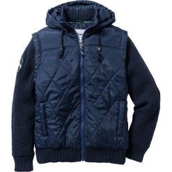 Kurtka z rękawami z dzianiny Regular Fit bonprix ciemnoniebieski. Niebieskie kurtki męskie pikowane marki bonprix, m, z aplikacjami, z dzianiny. Za 189,99 zł.