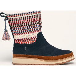 Toms - Śniegowce. Niebieskie śniegowce damskie Toms, ze skóry, na zamek. W wyprzedaży za 299,90 zł.