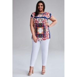 Bluzka kimono kolorowy wzór duże rozmiary OVERSIZE PLUS SIZE WIOSNA. Bluzki damskie Moda Size Plus Iwanek, uniwersalny, bez wzorów, z wiskozy, biznesowe, bez kołnierzyka, plus size, bez rękawów. Za 89,00 zł.