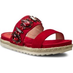 Espadryle SCA'VIOLA - ZJ107 Red. Czerwone espadryle damskie Sca'viola, z aplikacjami, ze skóry, bez obcasa. W wyprzedaży za 229,00 zł.