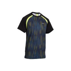 T-Shirt 500 Jr czar-żół. Czarne t-shirty męskie ARTENGO, m, bez wzorów, z elastanu, młodzieżowe, bez kołnierzyka. Za 29,99 zł.
