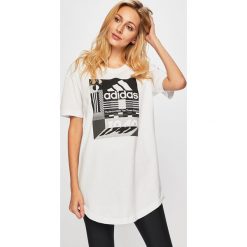 Adidas Performance - T-shirt. Białe t-shirty damskie adidas Performance, s, z nadrukiem, z bawełny, z okrągłym kołnierzem. W wyprzedaży za 79,90 zł.