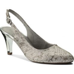 Sandały CAPRICE - 9-29606-20 Grey Snake Met 243. Szare klapki damskie marki Caprice, bez wzorów, ze skóry, bez obcasa, na obcasie. W wyprzedaży za 179,00 zł.