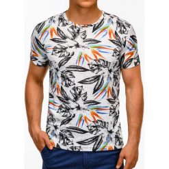 T-shirt męski z nadrukiem S1171 - biały. Białe t-shirty męskie Ombre Clothing, s, z nadrukiem, z bawełny, bez kołnierzyka. Za 19,99 zł.