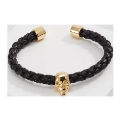 Bransoletki męskie: Northskull SKULL LEATHER CUFF Bransoletka black