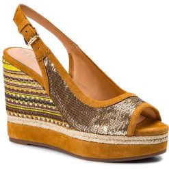 Espadryle GEOX - D Yulimar F D92CFF 0AT21 C2X2D Gold/Curry. Pomarańczowe espadryle damskie Geox, z aplikacjami, ze skóry, bez obcasa, na obcasie. W wyprzedaży za 419,00 zł.