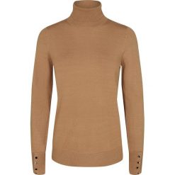Sweter "Loretta" w kolorze jasnobrązowym. Pomarańczowe swetry damskie Kaffe, l, bez wzorów, ze splotem, bez rękawów, bez kaptura. W wyprzedaży za 155,95 zł.