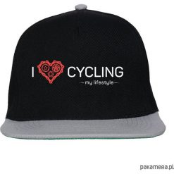 Czapka FullCap. I love cycling - my lifestyle. Czarne czapki z daszkiem damskie marki Pakamera, z nadrukiem. Za 69,00 zł.