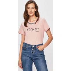 Pinko - T-shirt. Szare bluzki damskie Pinko, s, z nadrukiem, z bawełny, z okrągłym kołnierzem. W wyprzedaży za 269,90 zł.