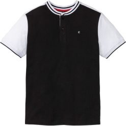 T-shirt z kołnierzykiem bejsbolowym bonprix czarno-biały. Czarne t-shirty męskie bonprix, xl, bez wzorów, z kontrastowym kołnierzykiem. Za 32,99 zł.