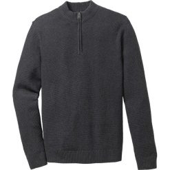 Sweter ze stójką z zamkiem bonprix antracytowy melanż. Szare swetry męskie bonprix, s, bez wzorów, z dzianiny, ze stójką, bez kaptura. Za 74,99 zł.