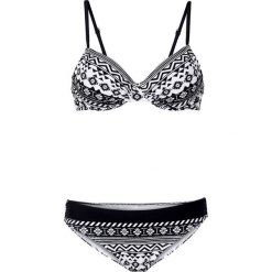 Stroje kąpielowe damskie: Bikini na fiszbinach (2 części) bonprix czarno-biały wzorzysty