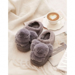 Szare Kapcie Fluffy Tail. Szare kapcie damskie marki other, z materiału. Za 49,99 zł.