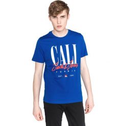 Jack & Jones Art Sign Koszulka Niebieski. Niebieskie podkoszulki męskie xl, z nadrukiem, z bawełny. Za 57,95 zł.