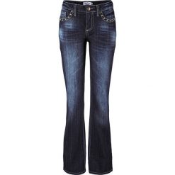 Dżinsy ze stretchem BOOTCUT bonprix ciemnoniebieski. Niebieskie jeansy damskie bonprix, z jeansu. Za 149,99 zł.