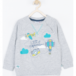 Koszulka. Szare t-shirty chłopięce LET'S GO TRAVEL, z aplikacjami, z długim rękawem. Za 42,90 zł.