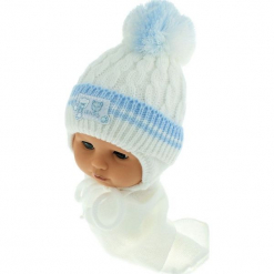 Czapka niemowlęca z szalikiem CZ+S 150A. Szare czapeczki niemowlęce Proman. Za 39,76 zł.