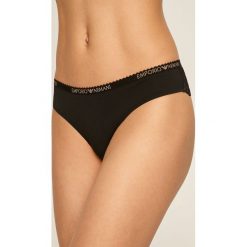 Emporio Armani - Brazyliany. Czarne majtki damskie Emporio Armani, m, z nadrukiem, z elastanu. W wyprzedaży za 89,90 zł.