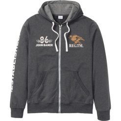 Bluza rozpinana ze specjalnym krojem na wys. brzucha Regular Fit bonprix antracytowy melanż. Szare bluzy męskie bonprix, s, bez wzorów, bez kołnierzyka, bez rękawów, bez kaptura. Za 109,99 zł.