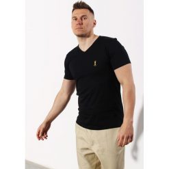 T-Shirt Orlovski V-neck Czarny Gold. Czarne t-shirty męskie Edward Orlovski, xl, bez wzorów, z bawełny, eleganckie, z włoskim kołnierzykiem. Za 29,00 zł.