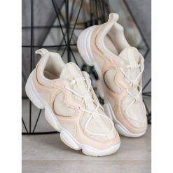 Stylowe beŻowe sneakersy. Brązowe sneakersy damskie KYLIE, ze skóry ekologicznej. Za 129,00 zł.