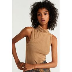 Mango - Top Alexie3. Czarne bluzki damskie Mango, s, bez wzorów, z elastanu, z golfem, z krótkim rękawem. Za 59,90 zł.