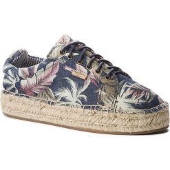 Espadryle PEPE JEANS - Andy Denim Palm PLS10355 Dk Denim 559. Niebieskie espadryle damskie Pepe Jeans, bez wzorów, z jeansu, bez obcasa, na płaskiej podeszwie, bez zapięcia. W wyprzedaży za 169,00 zł.
