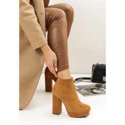 Camelowe Botki Cherise. Brązowe botki damskie Renee, za kostkę, na wysokim obcasie, na obcasie, na zamek. Za 129,99 zł.