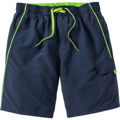 Bermudy plażowe z mikrofazy bonprix ciemnoniebieski. Niebieskie spodenki i szorty męskie bonprix, na plażę, xl, bez wzorów. Za 64,99 zł.