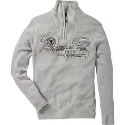 Golfy męskie: Sweter ze stójką Regular Fit bonprix jasnoszary melanż