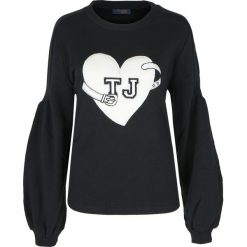Bluza Trussardi Jeans. Czarne bluzki damskie Trussardi Jeans, bez wzorów, z jeansu, bez rękawów, bez kaptura. Za 179,00 zł.