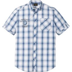 Koszula w kratę z krótkim rękawem bonprix niebiesko-biały w kratę. Niebieskie koszule męskie bonprix, xl, z aplikacjami, sportowe, bez kołnierzyka, z krótkim rękawem. Za 74,99 zł.