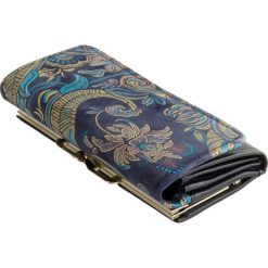 PERFEKT PLUS P/34 II zatrzask/bigiel granatowy, portfel damski. Niebieskie portfele damskie Perfekt Plus, bez wzorów, ze skóry. Za 109,90 zł.