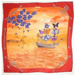 Chusty damskie: Versace 19.69 Chusta Damska Czerwony Feel Butterflies