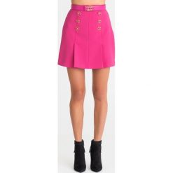 SPÓDNICA ELISABETTA FRANCHI. Czerwone spódniczki damskie w paski, z materiału, mini. Za 704,50 zł.