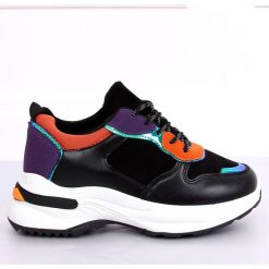 Buty sportowe czarne CB-19056 BLACK/ORANGE. Czarne buty sportowe damskie ButyModne, bez wzorów, z tkaniny, sportowe. W wyprzedaży za 109,00 zł.