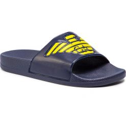 Klapki EMPORIO ARMANI - X4PS01 XL828 00285 Blue Navy. Niebieskie klapki męskie Emporio Armani, bez wzorów, z tworzywa sztucznego. W wyprzedaży za 169,00 zł.