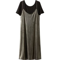 Sukienka z błyszczącą nitką 2 w 1 z koszulką pod spodem. Brązowe t-shirty damskie marki La Redoute Collections, na co dzień, s, z elastanu, z okrągłym kołnierzem, z krótkim rękawem, mini, oversize. Za 113,36 zł.