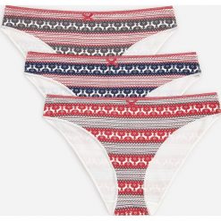 Bawełniane majtki 3 pack w świątecznym opakowaniu - Beżowy. Brązowe majtki damskie Reserved, s, z bawełny. Za 49,99 zł.
