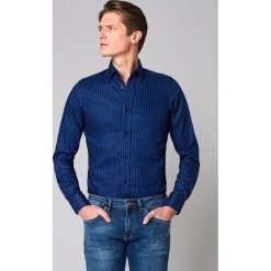 Koszula Granatowa w Mikrowzór Bayley. Koszule męskie LANCERTO, na lato, m, z nadrukiem, z bawełny, eleganckie. Za 299,90 zł.