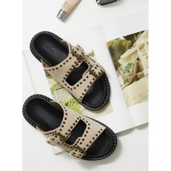 Beżowe Klapki To The Sea. Brązowe klapki damskie Born2be, w paski. Za 49,99 zł.