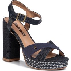 Sandały REFRESH - 69597 Navy. Niebieskie klapki damskie Refresh, bez wzorów, ze skóry ekologicznej, bez obcasa, na obcasie. Za 199,00 zł.