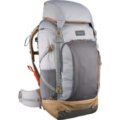 Plecak trekkingowy podróżny 70 L | TRAVEL 500 damski. Szare plecaki damskie FORCLAZ, bez wzorów, z poliesteru. Za 449,99 zł.