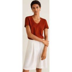 Mango - Top. Brązowe bluzki z odkrytymi ramionami marki Mango, s, z bawełny. Za 29,90 zł.
