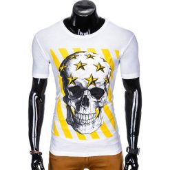 T-SHIRT MĘSKI Z NADRUKIEM S980 - BIAŁY. Białe t-shirty męskie z nadrukiem marki Ombre Clothing, m. Za 29,00 zł.